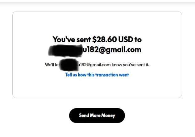 PayPal reimbursement proof for $28.60